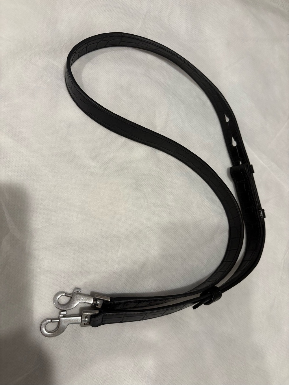 Authentic Saint Laurent Paris black Silver-Tone replacement strap YSL.